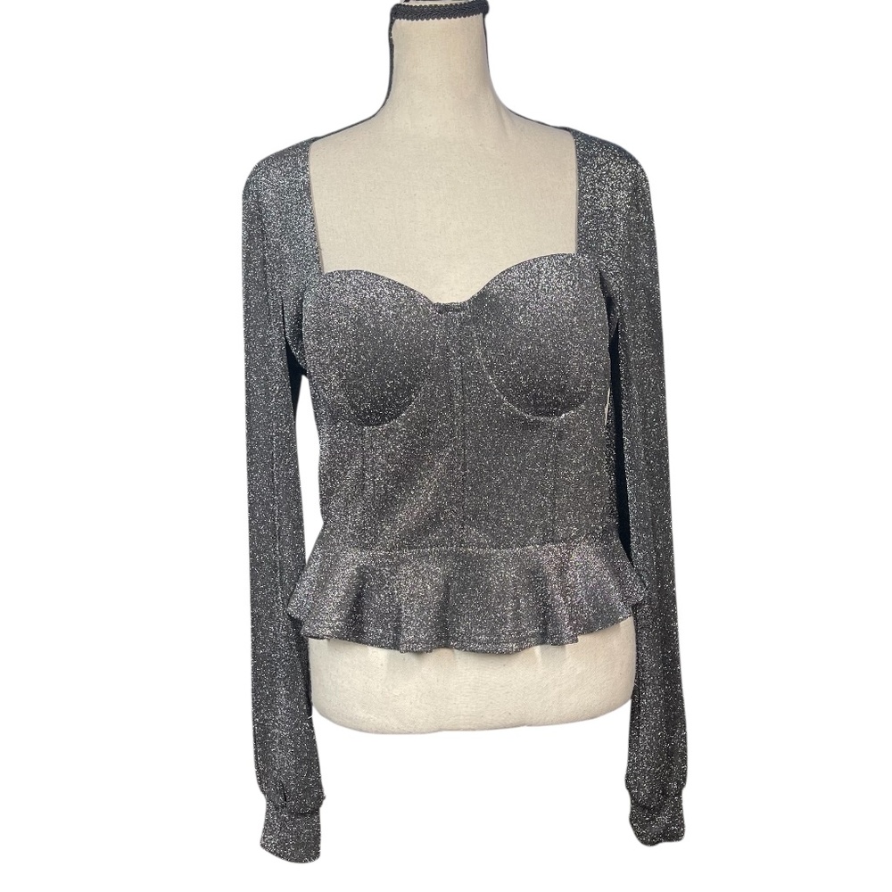 Fashion Nova Peplum Metallic Top